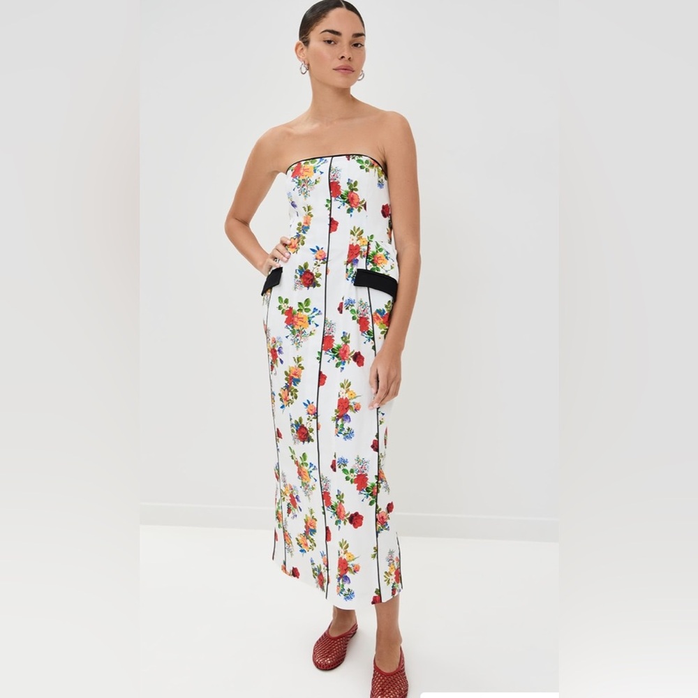 Kika Vargas Strapless Dress with Floral Print